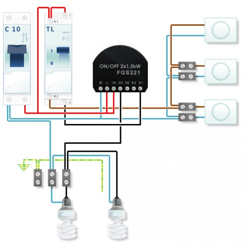 Intrerupator (Releu) Dublu 2 Fibaro
